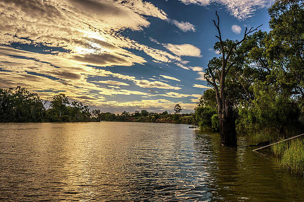Sky Photograph - Sunset Over Murray River In Mildura, Australia by Miroslav Liska