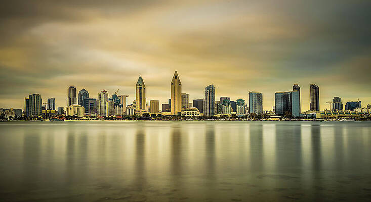 Wall Art featuring the photograph Sunset Skyline Of San Diego Downtown, California by Miroslav Liska