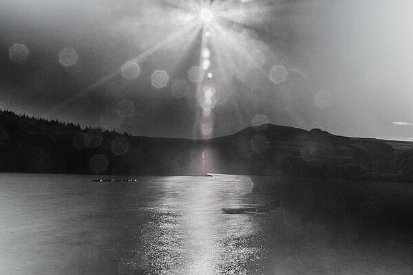 Sky Photograph - Sunspots Over Ladybower Black And White by Scott Lyons