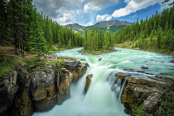 Summer Wall Art featuring the photograph Sunwapta Falls In Jasper National Park, Canada by Miroslav Liska