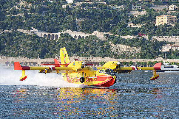 Vibrant Photograph - Super Scooper -- Firefighting Water Bomber In Villefranche-sur-Mer, France by Darin Volpe