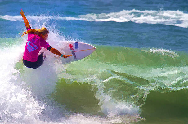 San Diego Wall Art featuring the digital art Surfer Girl Taking Flight by Waterdancer