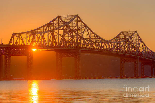 Sunset Behind Tappan Zee Bridge Wall Art