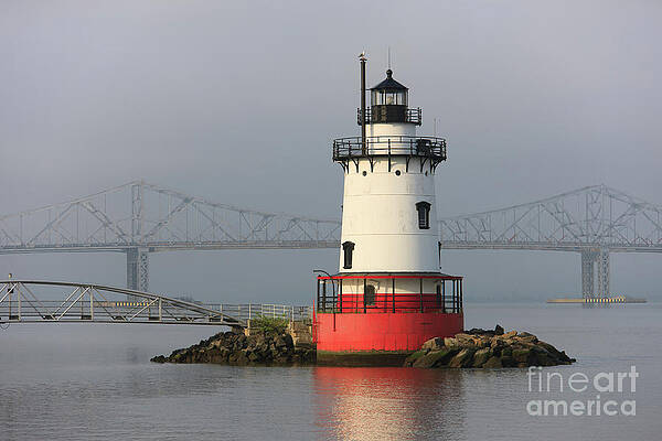 Wall Art featuring the photograph Tarrytown Lighthouse And Tappan Zee Bridge II by Clarence Holmes