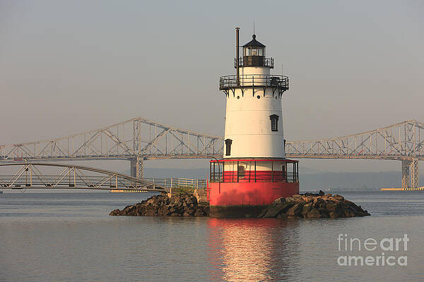 Wall Art featuring the photograph Tarrytown Lighthouse And Tappan Zee Bridge IV by Clarence Holmes