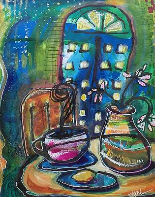 Flower Wall Art featuring the mixed media Tea With Lemon by Mary Conner