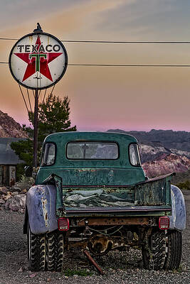 Vintage Truck Under Texaco Sign Photograph