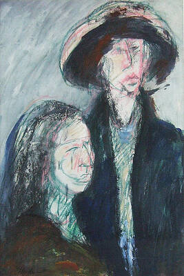 Pastel Wall Art featuring the pastel The Couple by Katt Yanda