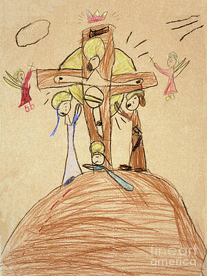 The Crucifixion By Fr. Bill At Age 5 Print