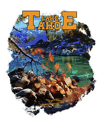 Scenic Wall Art featuring the painting The Lake Tahoe by AM FineArtPrints