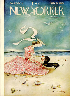 Woman and Dog on the Beach Wall Art