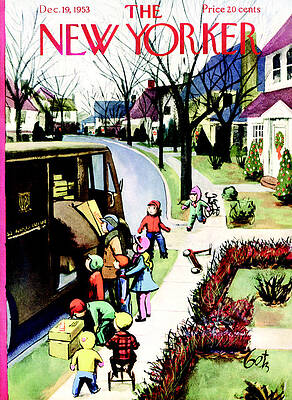 Kids Gathering Around a Delivery Truck Painting