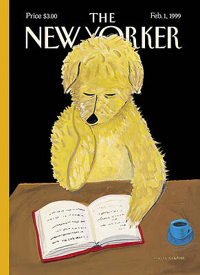 Contemplative Dog Reading a Book Wall Art