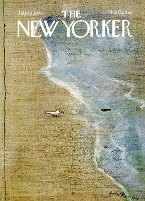 Seagull and Fish on Sandy Shore Painting