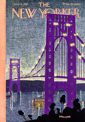 Vintage New Yorker Bridge Cover Painting