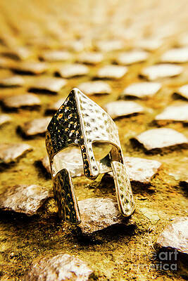 Ancient Helm on Cobblestone Street Wall Art