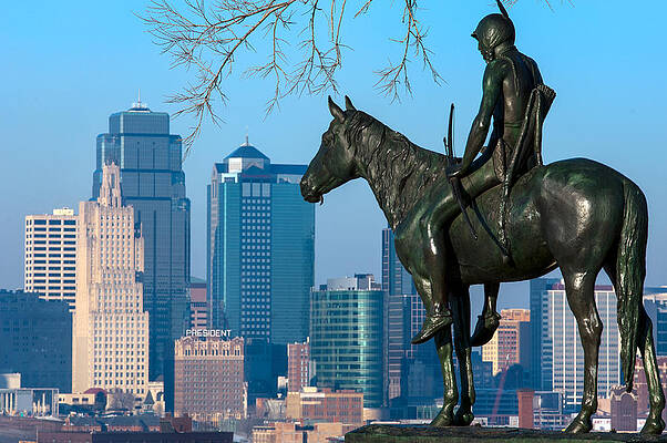 Missouri Wall Art featuring the photograph The Scout Statue by Jeff Phillippi