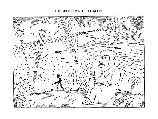 Battle Wall Art featuring the drawing The Selection Of Reality by Saul Steinberg