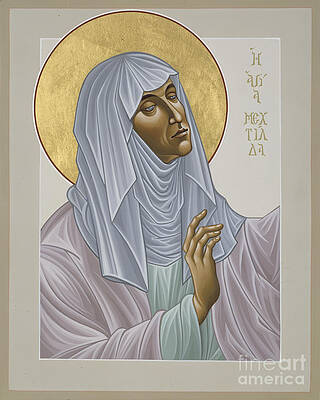 Byzantine Wall Art featuring the painting The Servant Of God Mechtild Of Magdeberg 052 by William Hart McNichols