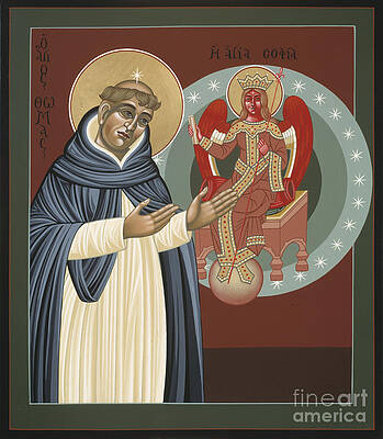 Saint Thomas Aquinas and Angelic Figure Wall Art