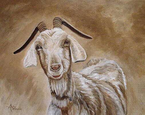 Wall Art featuring the painting The Smile Of A Goat by Angeles M Pomata
