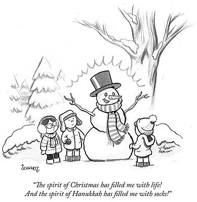 Jewish Wall Art featuring the drawing The Spirit Of Christmas Has Filled Me With Life by Benjamin Schwartz