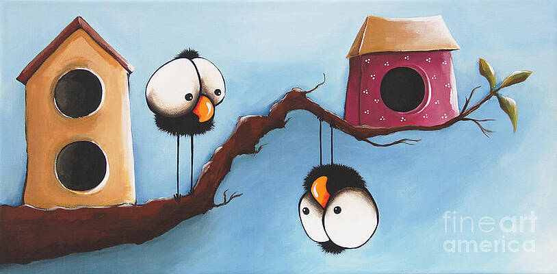 Whimsical Birds on a Branch Wall Art