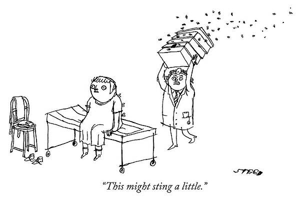 Doctor with Bees Cartoon Wall Art