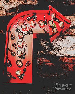 Vintage Red Arrow with Lights Wall Art