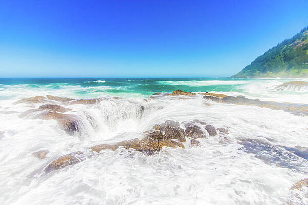 Water Photograph - Thor's Well Foam by Jonny D
