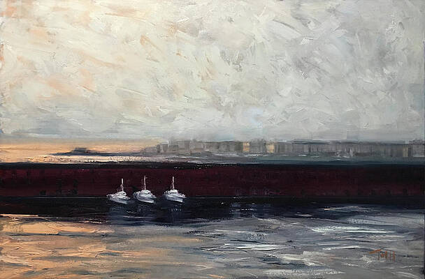 Painting - Three Boats by Laura Toth