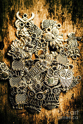 Rustic Photograph - Tibetan Owl Charms by Jorgo Photography