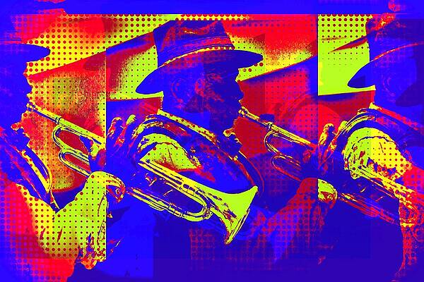 Mixed Media - Trumpet Player Pop-art by Tatiana Travelways