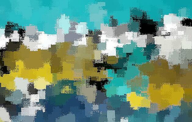 Wall Art featuring the digital art Turquoise And Gold by David Manlove