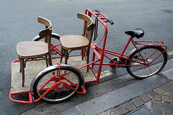 Europe Photograph - Two Chairs On A Red Rickshaw by Sami Sarkis Photography