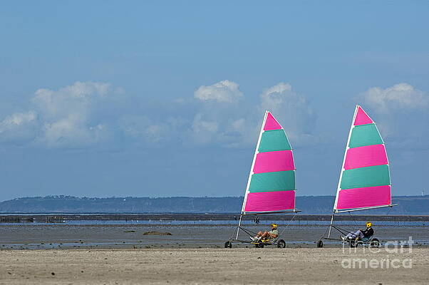 Beach Wall Art featuring the photograph Two Land Yachts On The Beach by Sami Sarkis Photography