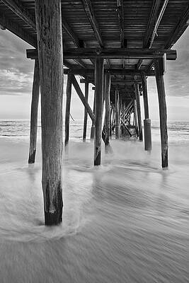 Pier Photograph - Underneath The Pier At The Jersey Shore  BW by Susan Candelario