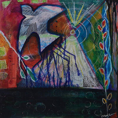 Abstract Wall Art featuring the mixed media Untethered by Mary Conner