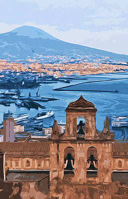 Vesuvio View from Naples Painting