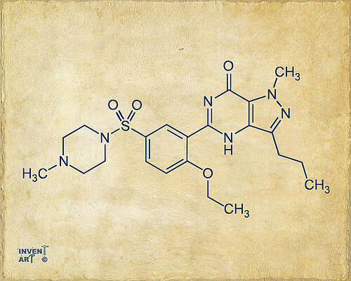 Invention Digital Art - Viagra Molecular Structure Vintage by Nikki Marie Smith
