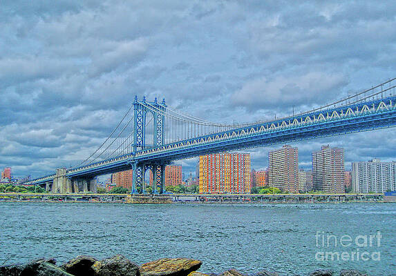Textured Photograph - View Of The Manhattan Bridge by Onedayoneimage Photography