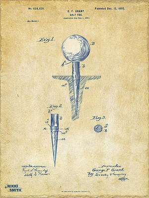 Vintage 1899 Golf Tee Patent Artwork by Nikki Marie Smith