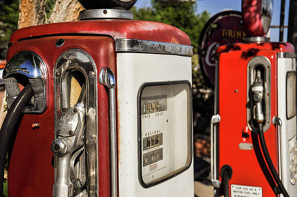 Vintage Wall Art featuring the photograph Vintage Gas Pumps In Arizona by Miroslav Liska