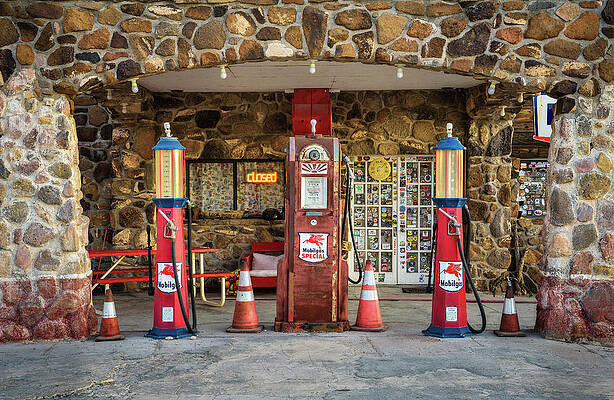 Vintage Wall Art featuring the photograph Vintage Gas Pumps On Route 66 In Arizona by Miroslav Liska