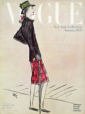 Wall Art featuring the photograph Vogue Cover Featuring A Woman In A Plaid Skirt by Carl Oscar August Erickson