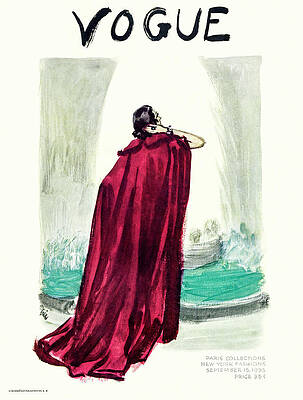 Stylish Woman in Red Cape Wall Art