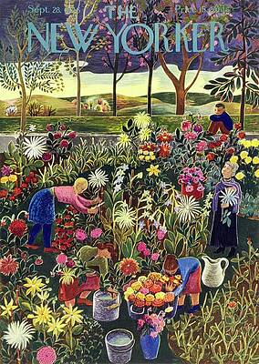 Gardening in a Colorful Meadow Drawing