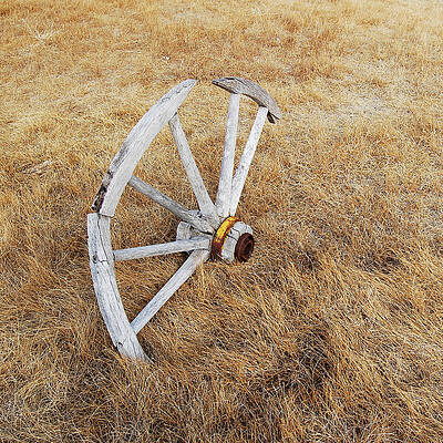Textured Photograph - Wagon Wheel - Bodie State Historic Park by Darin Volpe