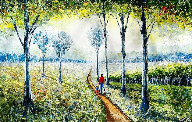 Wall Art featuring the painting Walk Into The World by Evans Yegon