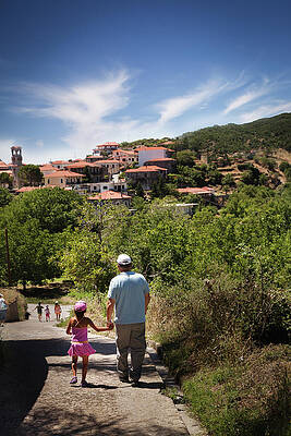 Greece Wall Art featuring the photograph Walk With Grand-daughter by Al Poullis